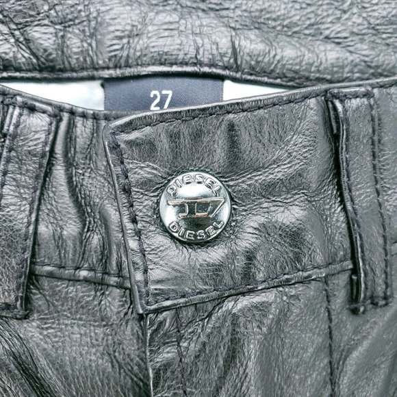 Diesel Slim Straight Leather Pants - Picture 7 of 12